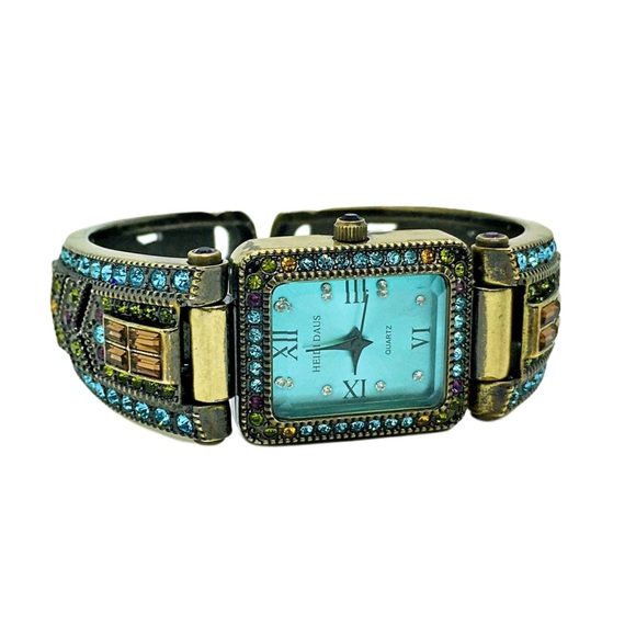 Heidi Daus Retired Blue Face Filigree Cuff Watch - Picture 3 of 5